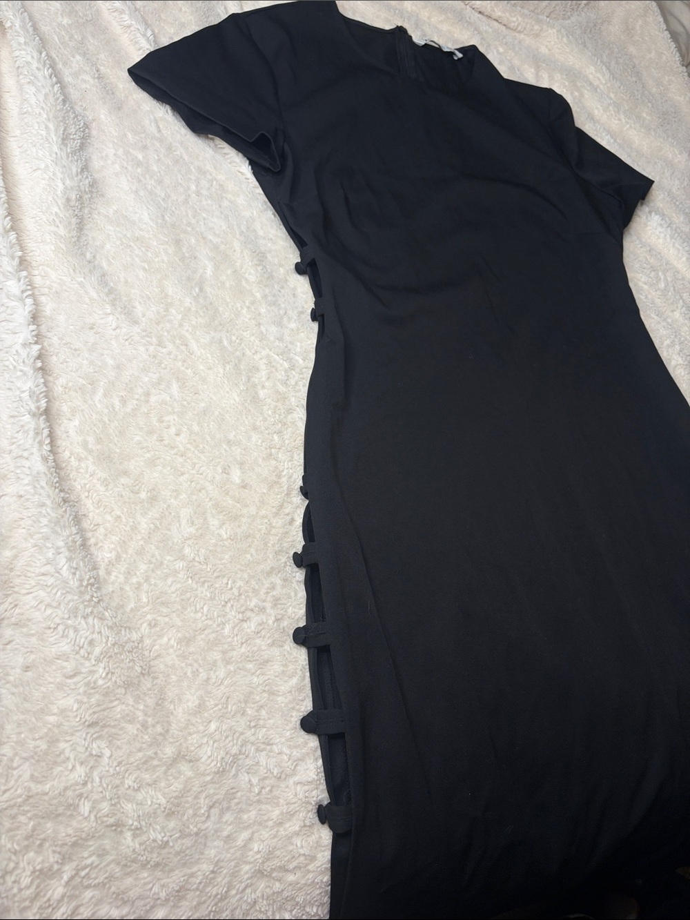 Zara Black Midi Dress with Side Knot Accents